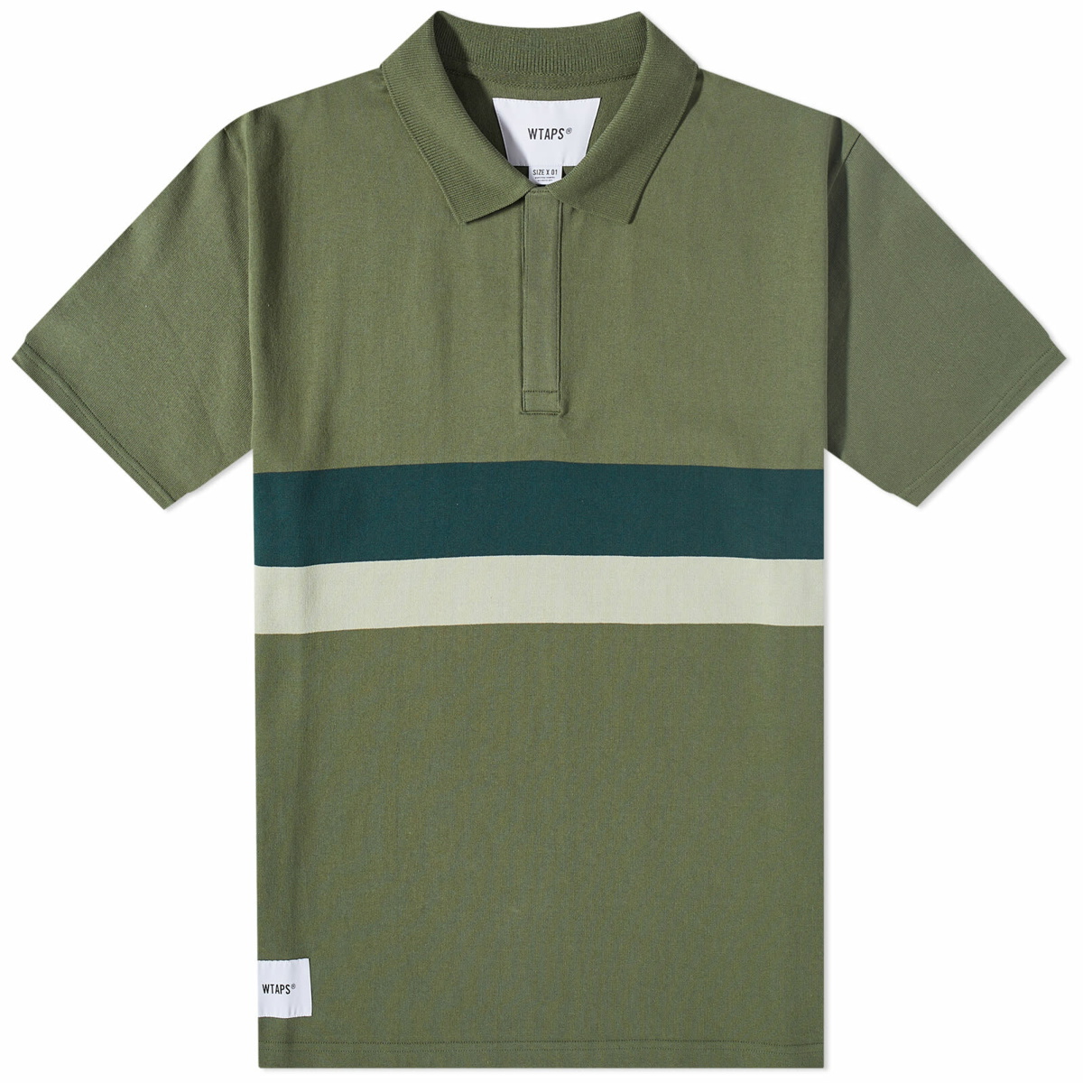WTAPS Men's 09 Stripe Polo Shirt in Olive Drab WTAPS
