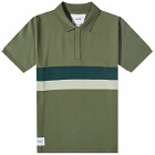 WTAPS Men's 09 Stripe Polo Shirt in Olive Drab