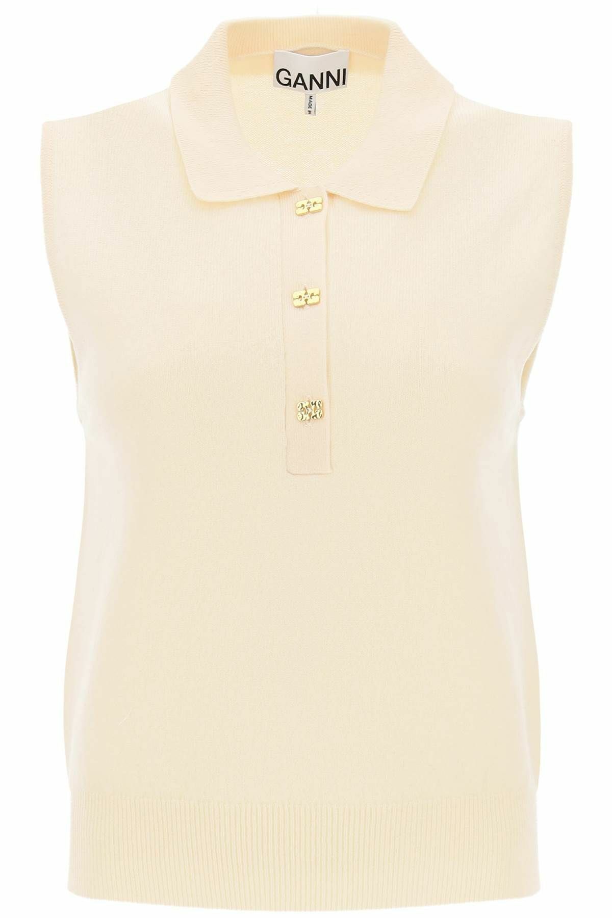 Ganni Blue Cotton Polo Shirt main image 0