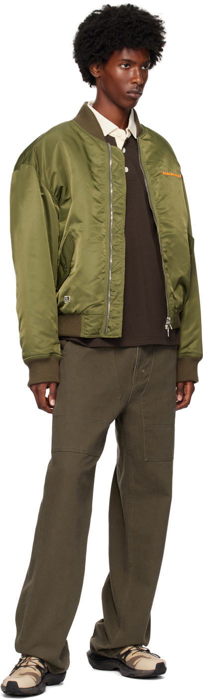 Kijun Khaki Embroidered Logo MA-1 Bomber Jacket
