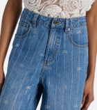 Self-Portrait Striped wide-leg jeans