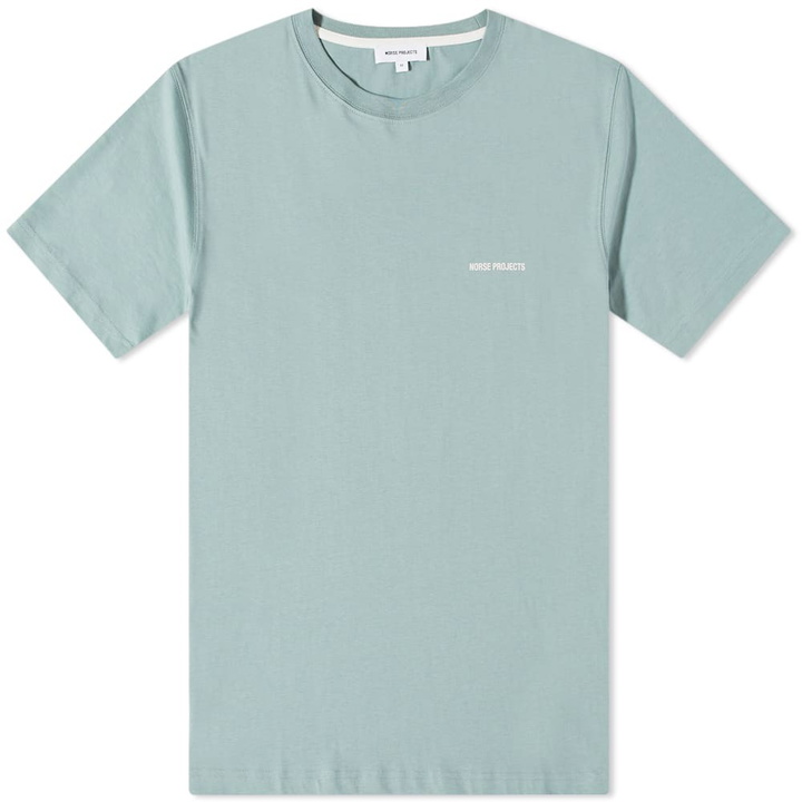 Photo: Norse Projects Men's Niels Standard Logo T-Shirt in Mineral Blue