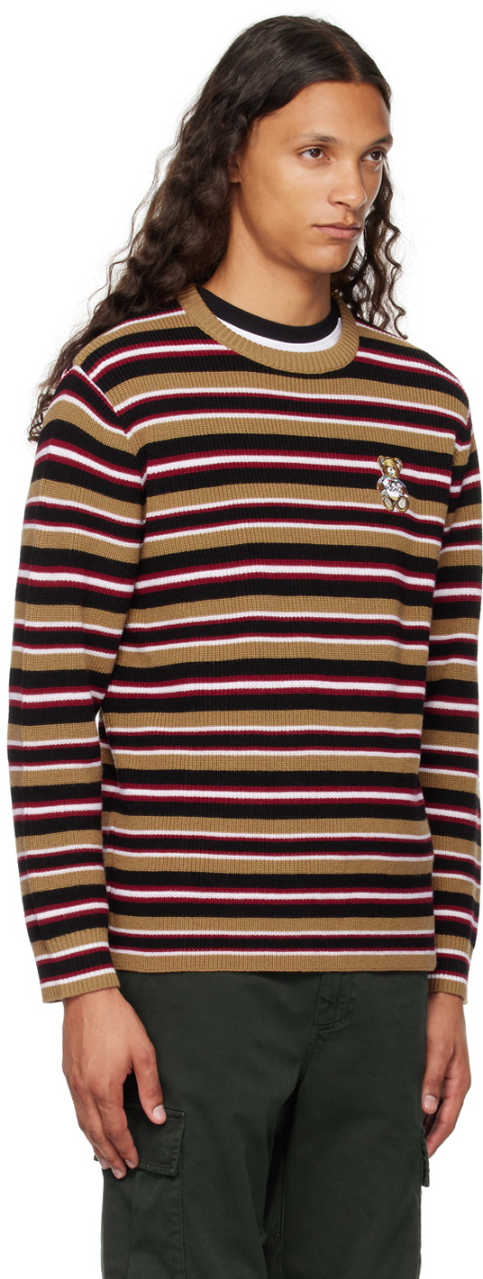 Moschino Brown Virgin Wool Striped Sweater