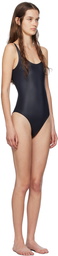 Palm Angels Black Monogram One-Piece Swimsuit