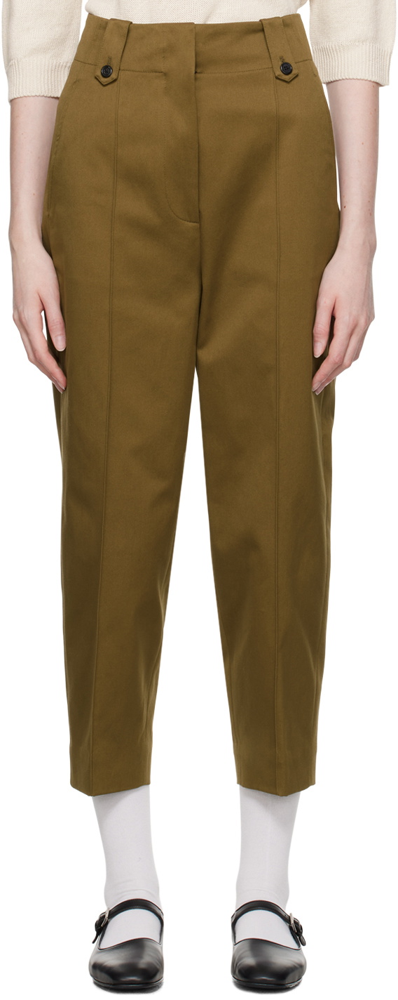 Margaret Howell Khaki Cropped Trousers Margaret Howell