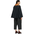 Loewe Navy Leather Collar Coat