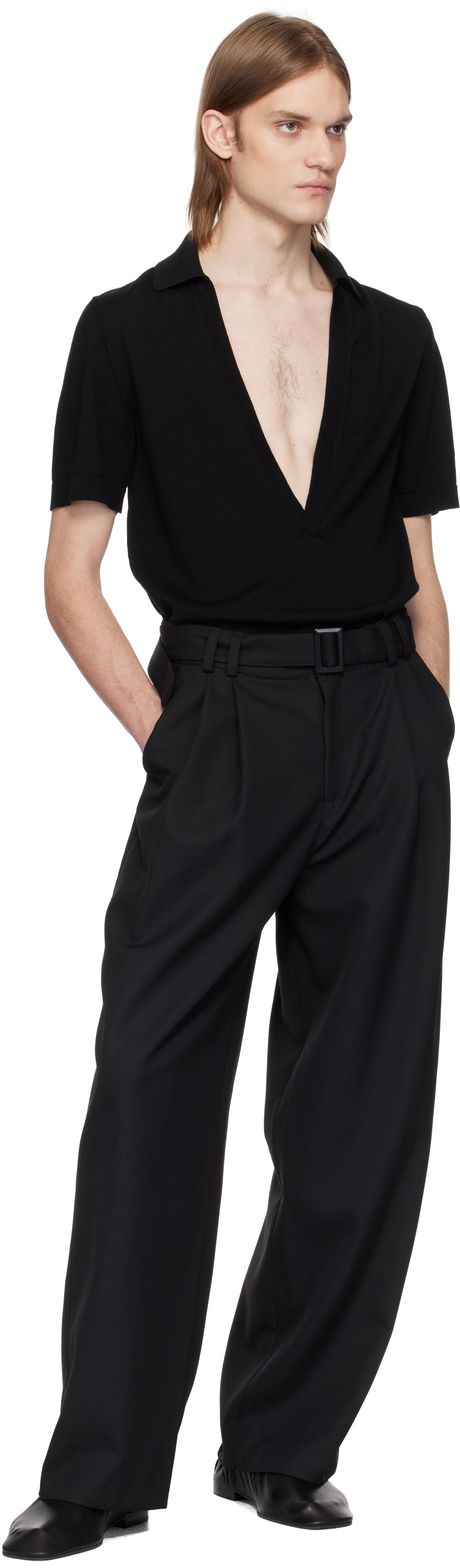 LGN Louis Gabriel Nouchi Black Polo Noir Sweater