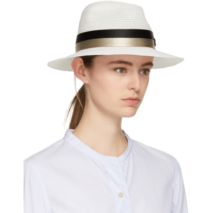 Maison Michel Off-White Straw Henrietta Fedora Maison Michel