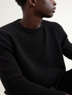 SAINT LAURENT - Waffle-Knit Cotton Sweater - Black