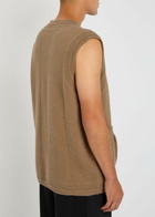Simone Rocha Faux Pearl-embellished Wool-blend Vest Camel