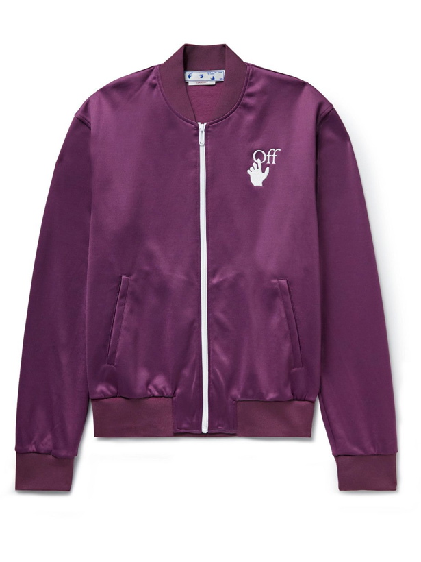 Photo: Off-White - Slim-Fit Embroidered Tech-Jersey Track Jacket - Purple