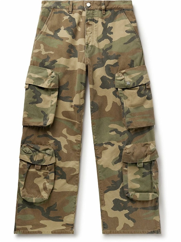 Photo: AMIRI - Utility Straight-Leg Camouflage-Print Cotton-Twill Cargo Trousers - Green