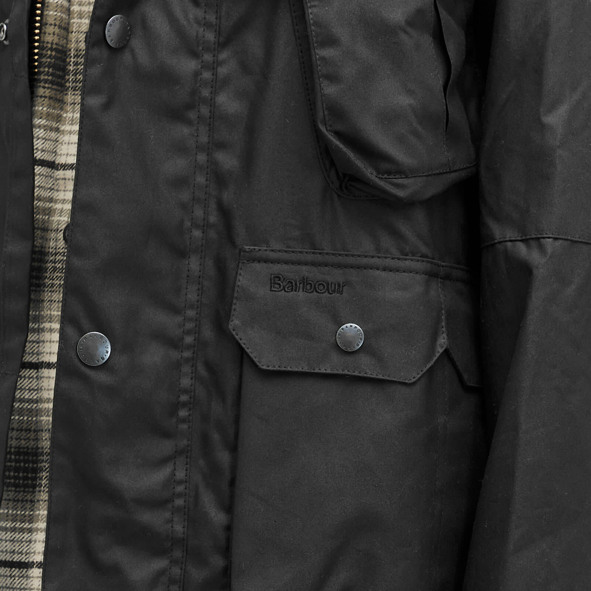 Barbour Men's Heritage + Modified Dryfly Wax Jacket in Black Barbour
