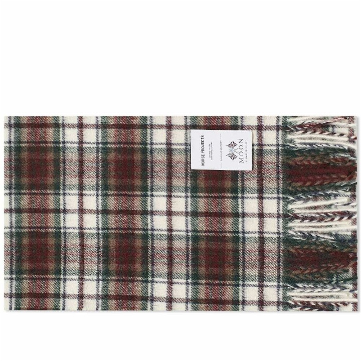 Photo: Norse Projects Men's Moon Checked Lambswool Scarf in Burgundy