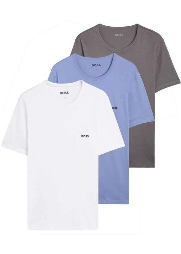 Photo: Boss Classic Logo-embroidered Cotton T-shirt set of Three Multicoloured
