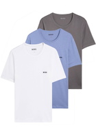 Boss Classic Logo-embroidered Cotton T-shirt set of Three Multicoloured