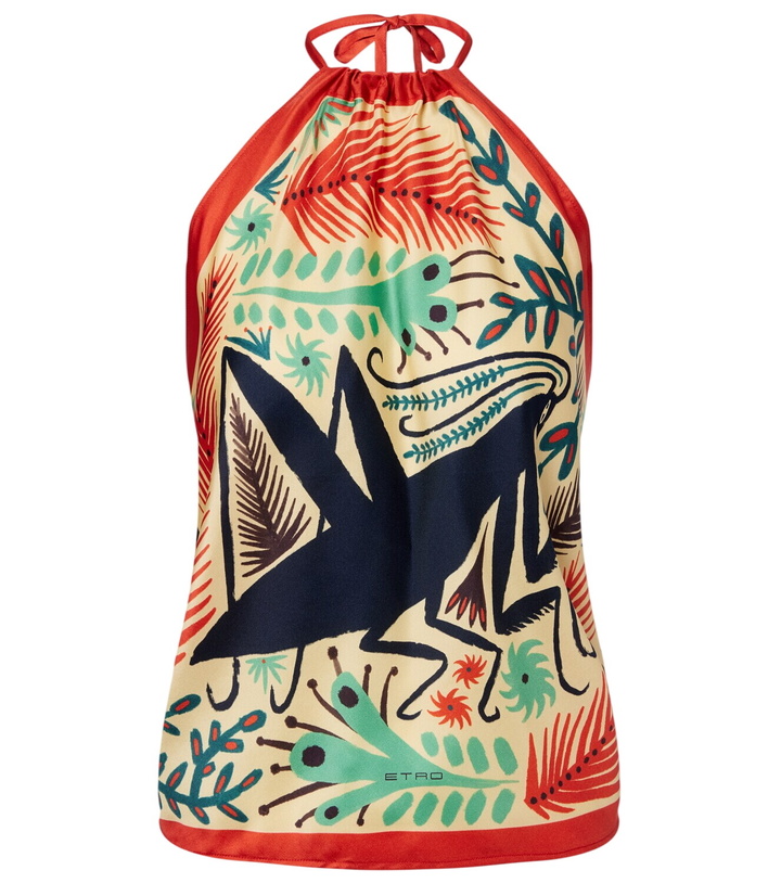 Photo: Etro Printed halterneck silk top