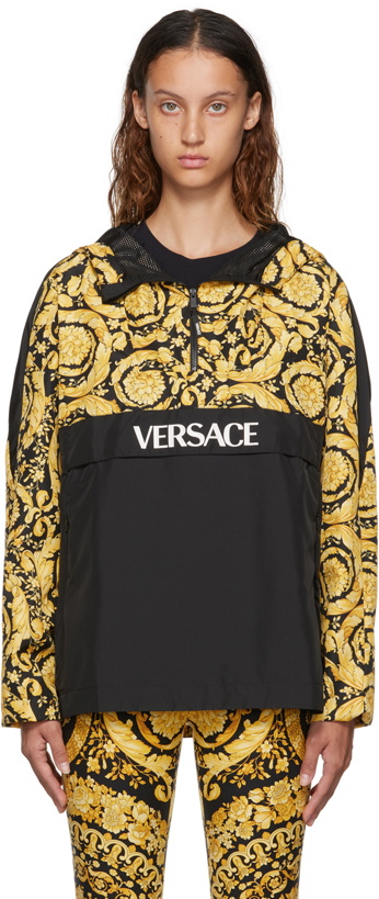 Photo: Versace Underwear Black & Gold Barocco Half-Zip Hoodie