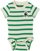 Mini Rodini Baby Green & White Panther Patch Bodysuit