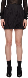 Juun.J Black Crinkled Drape Miniskirt
