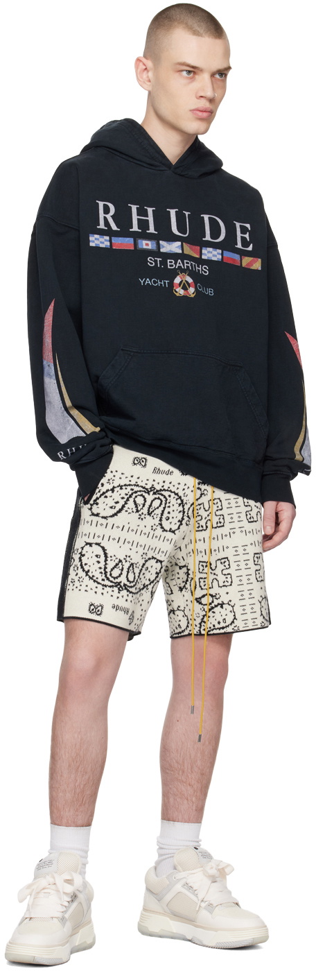 Rhude Black & White Banco Shorts