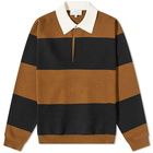 Studio Nicholson Men's Tarak Rugby Knit in Peat/Black Stripe