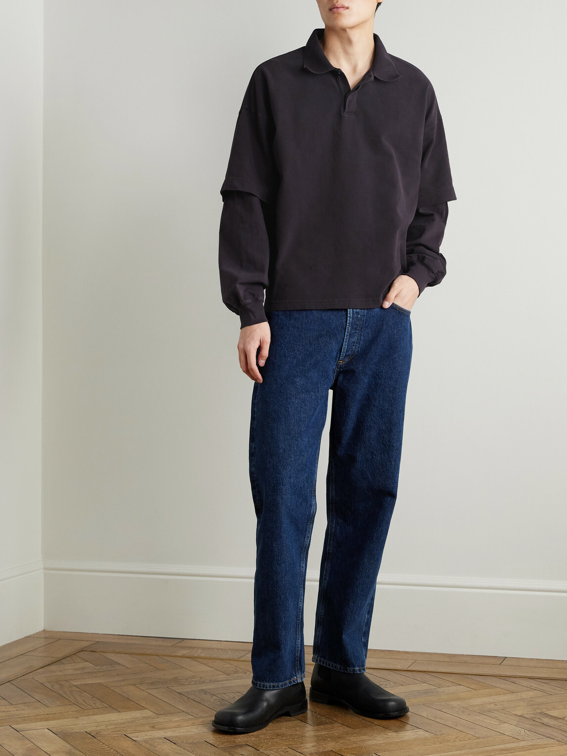 AGOLDE - Curren Layered Cotton-Piqué Polo Shirt - Brown