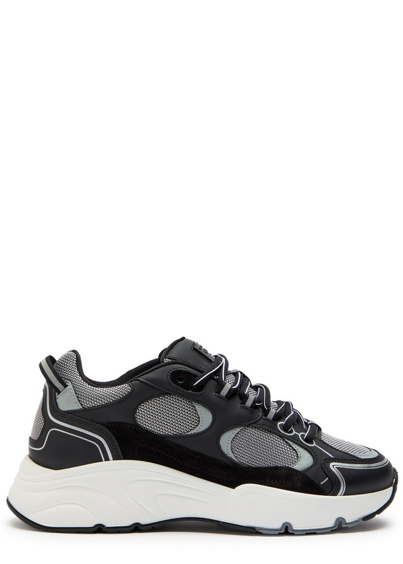 Photo: Cleens Pulse Runner Panelled Mesh Sneakers White And Black