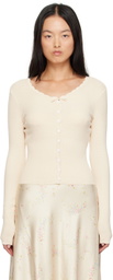 Mirror Palais Off-White Drawstring Cardigan
