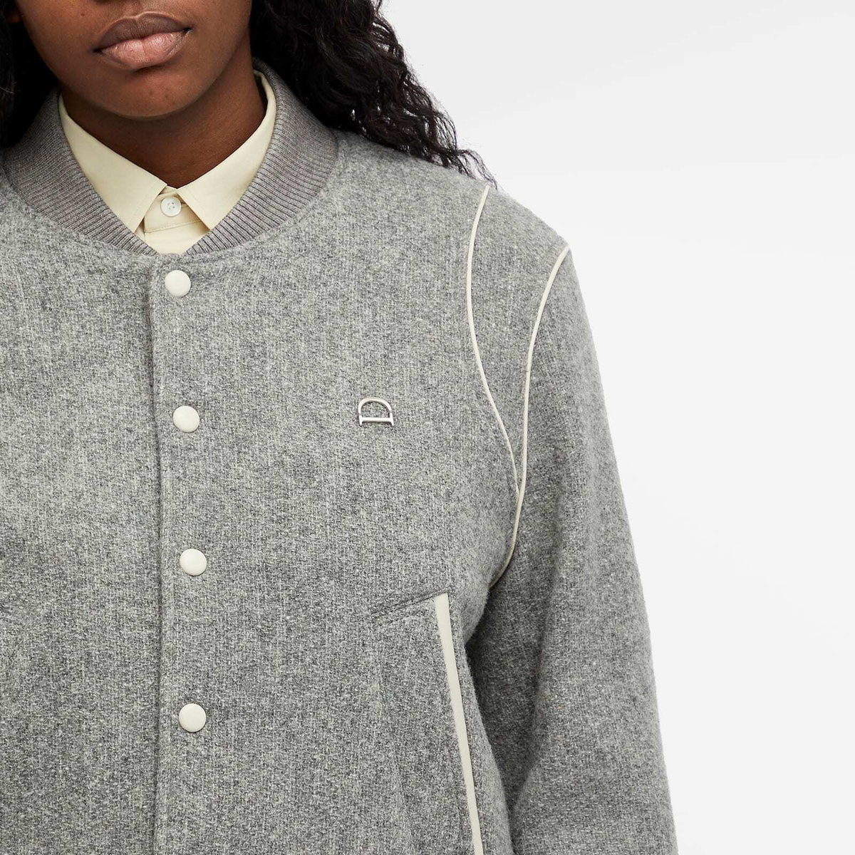 ベスト・ジレ DUNST Women Jackets UDSW4C112G2MELANGEGREY Grey DUNST Women's Unisex Wool Varsity Jacket in Melange Grey Dunst