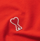AMI - Slim-Fit Logo-Appliquéd Cotton-Jersey T-Shirt - Red