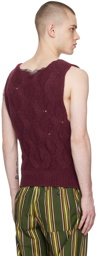 Dries Van Noten Burgundy Cable Vest