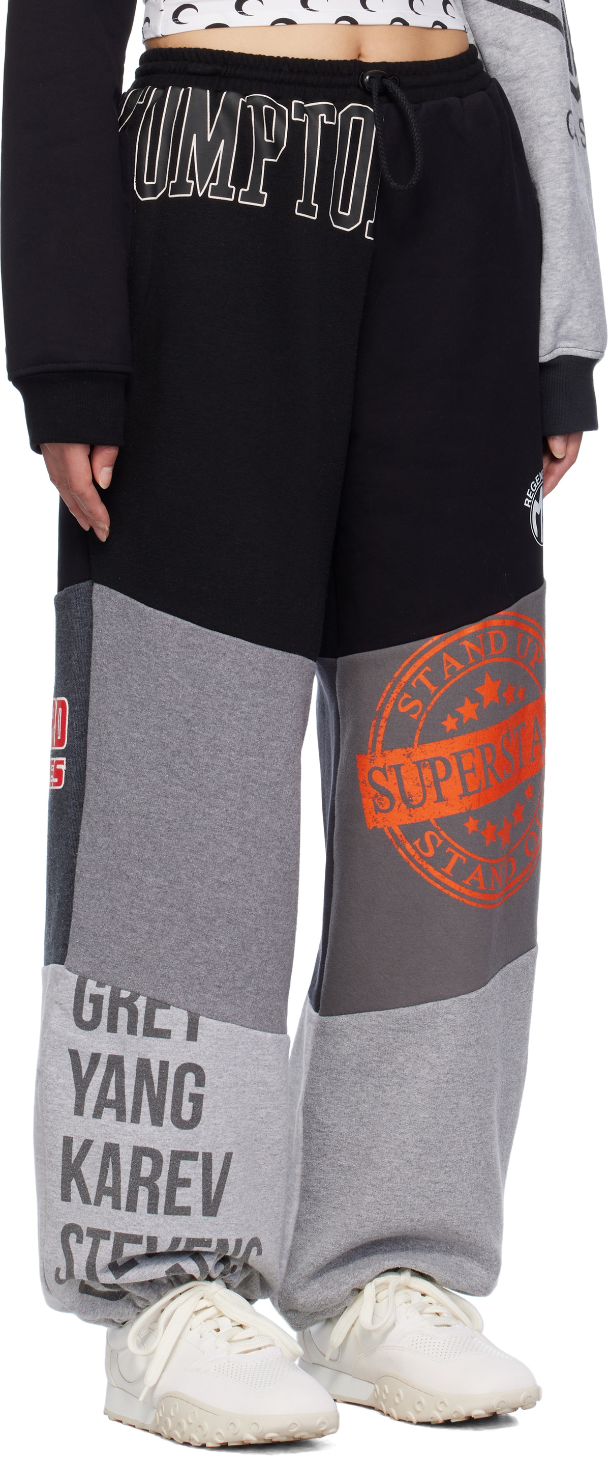 Marine Serre Black Upcycled Graphic Sweatpants