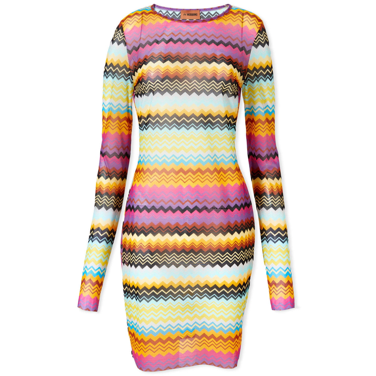 Missoni Women's Sheer Chevron Mini Dress in Multi Dark Chevron Missoni