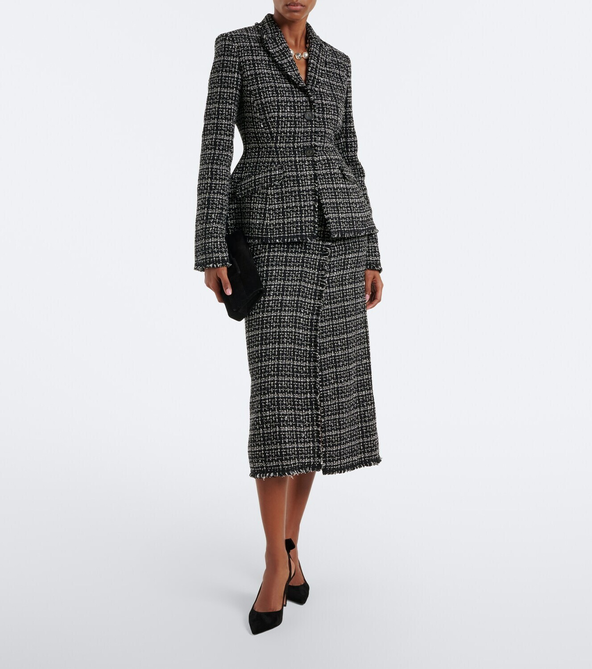Erdem Checked cotton-blend tweed jacket