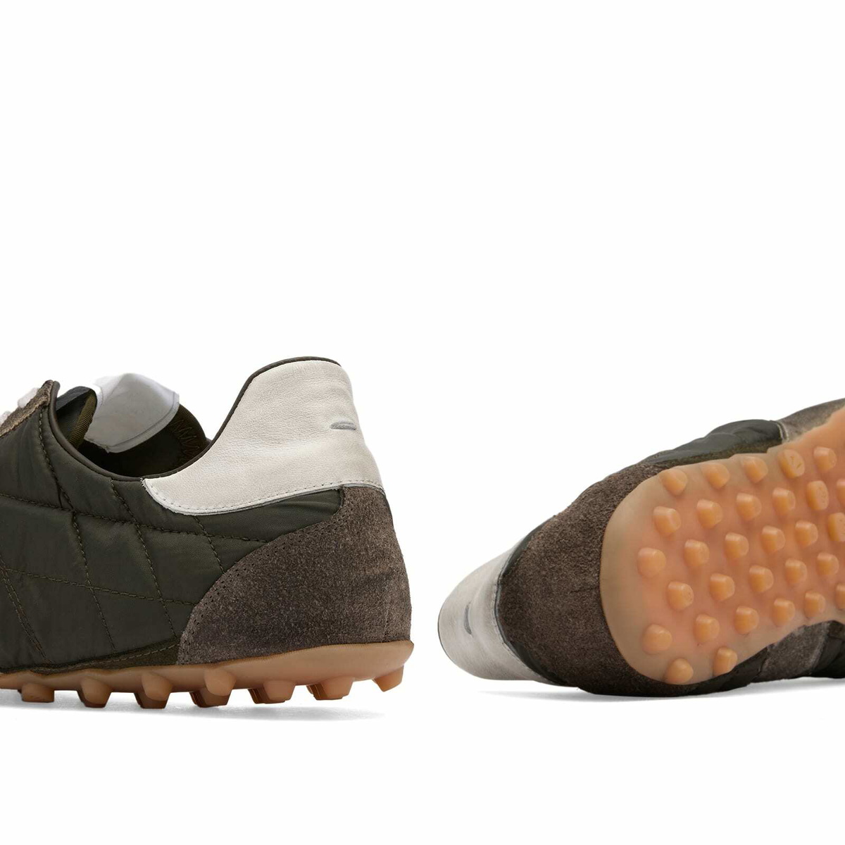 Maison Margiela Men's Sprinters Low Top Sneaker in Dark Green/White/Grey