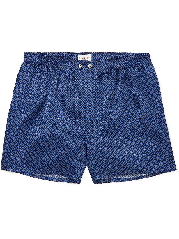 Photo: Derek Rose - Brindisi 74 Printed Silk Boxer Shorts - Blue