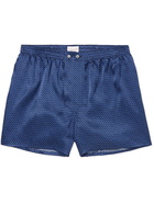 Derek Rose - Brindisi 74 Printed Silk Boxer Shorts - Blue