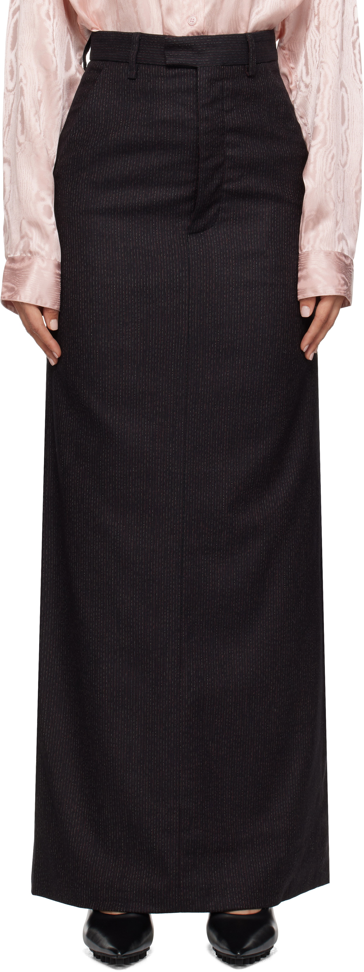 Martine Rose Black Tailored High Waisted Maxi Skirt