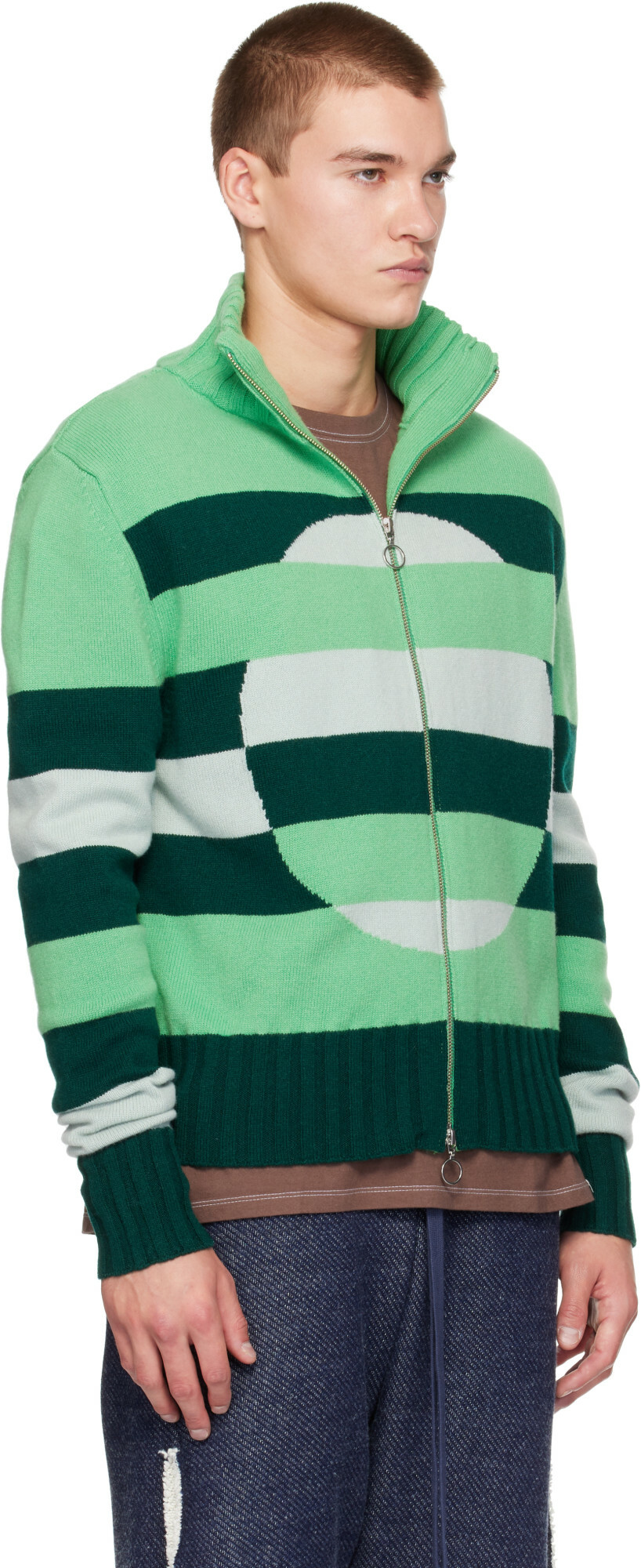 Edward Cuming Green Optical Vortex Window Sweater