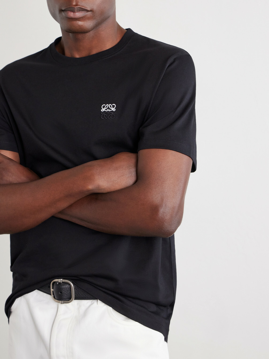 LOEWE - Anagram-Embroidered Cotton-Jersey T-Shirt - Black