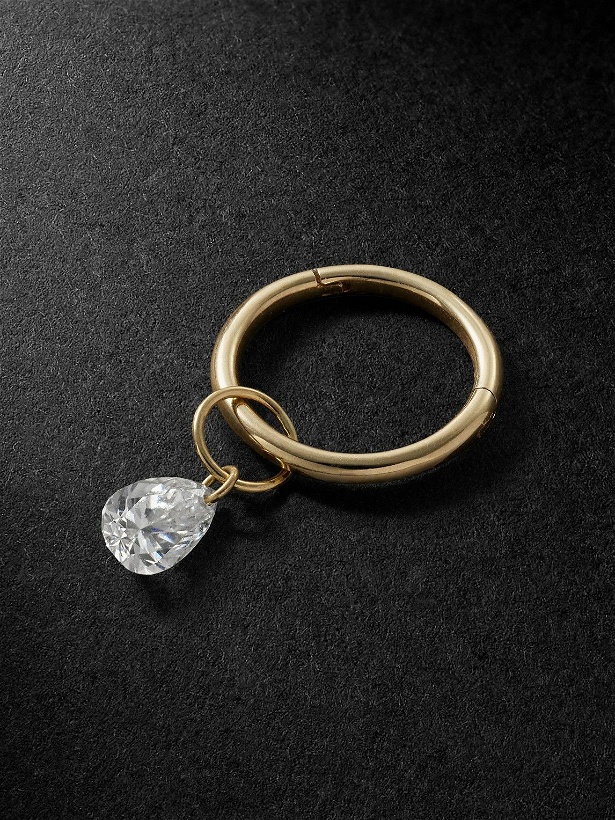Photo: MARIA TASH - Pear Floating 6mm Gold Diamond Pendant