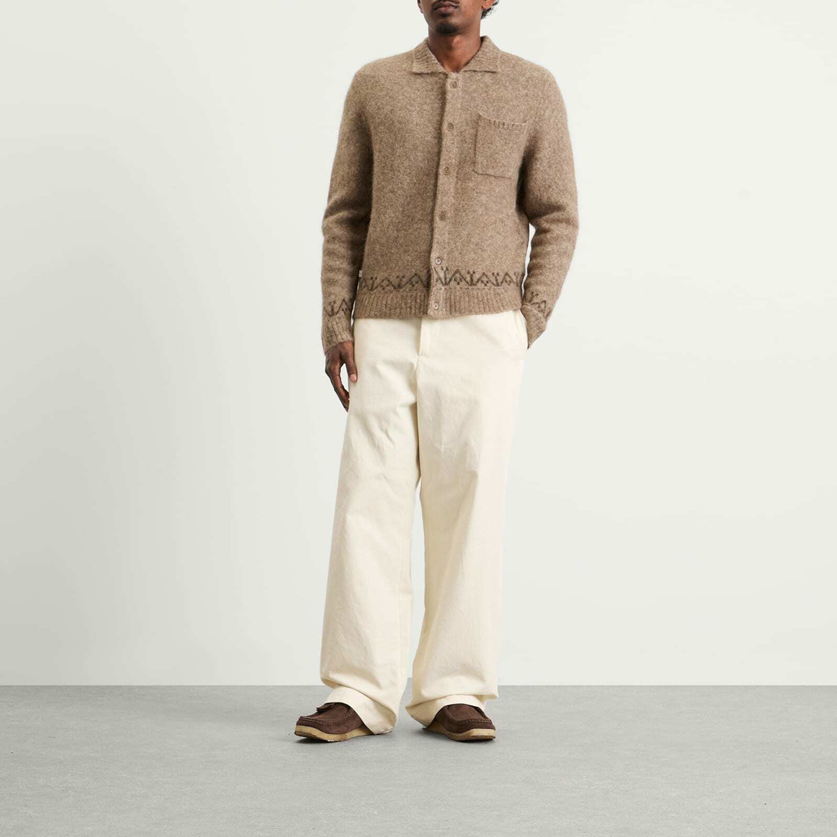 Percival Men's Novel Collared Wool Cardigan in Oak
