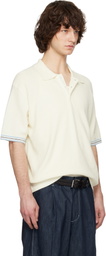 Solid Homme Off-White Collared Short-Sleeve Terry Knit Polo