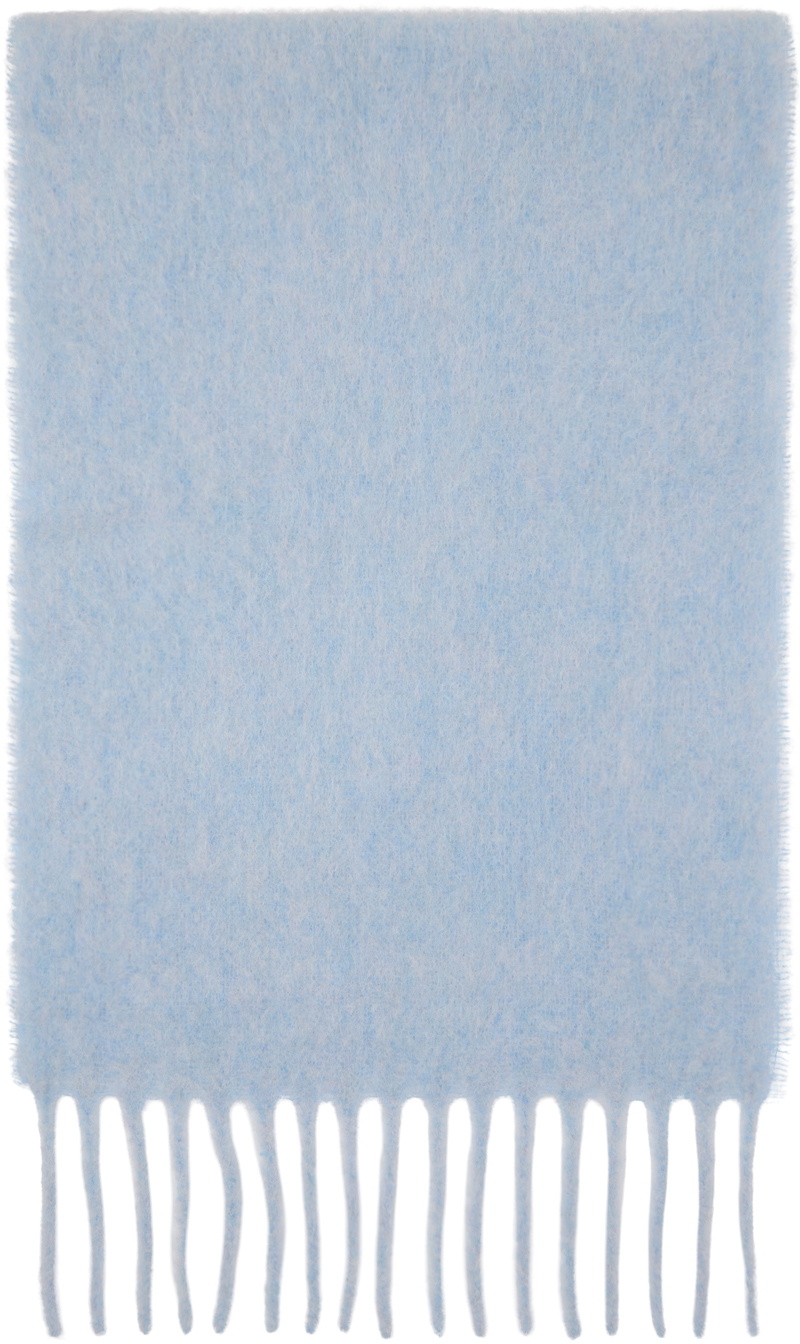 Marni Blue Brushed Alpaca Logo Scarf