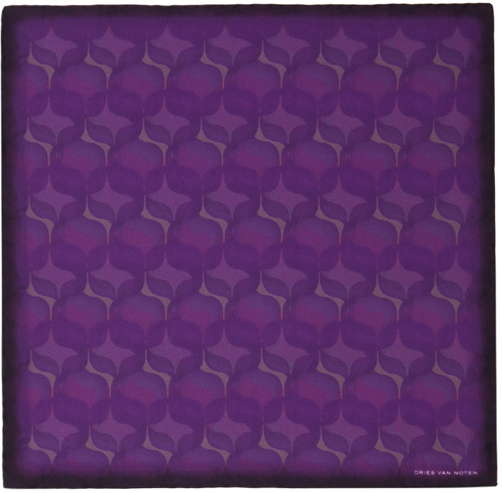 Photo: Dries Van Noten Purple Printed Pocket Square