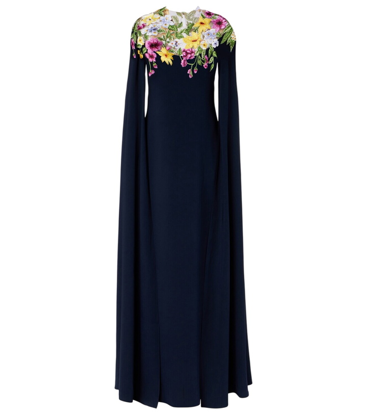 Photo: Oscar de la Renta Embroidered caped silk-blend gown