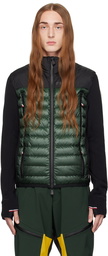 Moncler Grenoble Black & Green Paneled Down Jacket