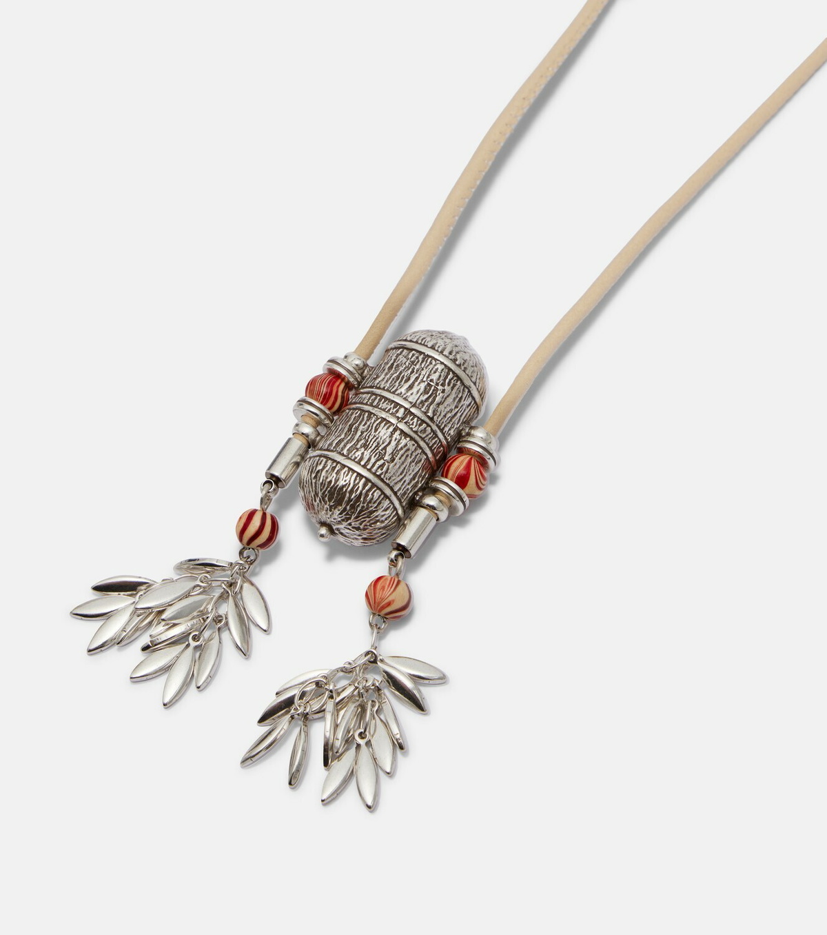 Isabel Marant Janis beaded leather-trimmed pendant necklace