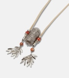 Isabel Marant Janis beaded leather-trimmed pendant necklace